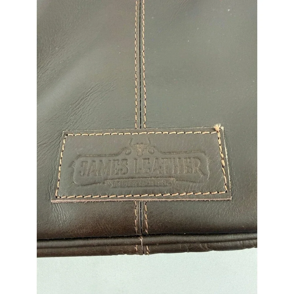 James Leather Full Grain Buffalo Leather Brown brief case Bag NEW